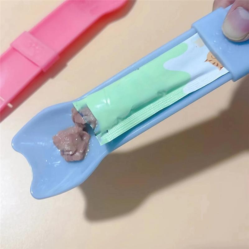 T02C!Cat Noodle Squeeze Spoon, Cat Noodle Feeder, Suitable For Licking Wet Cat Snacks, Pet Snack Feeding Tools,Pet Supplies синий
