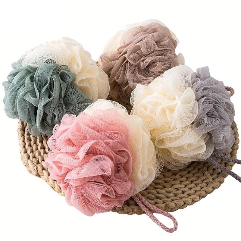 A small, two-tone shower ball that doesn t come loose, and a soft bath