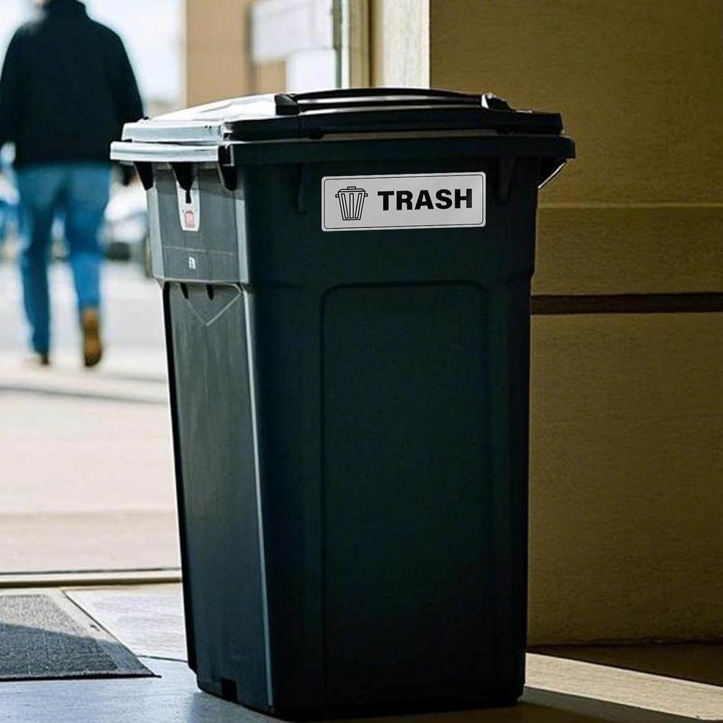 10 Pack Trash Stickers 9 × 3 Inches Vinyl Rectangle Signs Waterproof Self Adhesive Decals for Office Home Waste B Garbage Cans