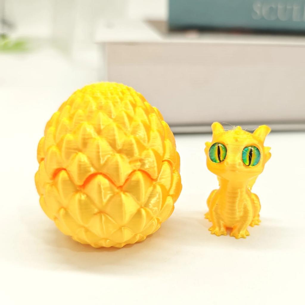 3D Printed Mini Crystal Small Dragon Egg Set (Random Eyes) Gradient Color Toy Desktop Ornament Children's Gift Home Decor