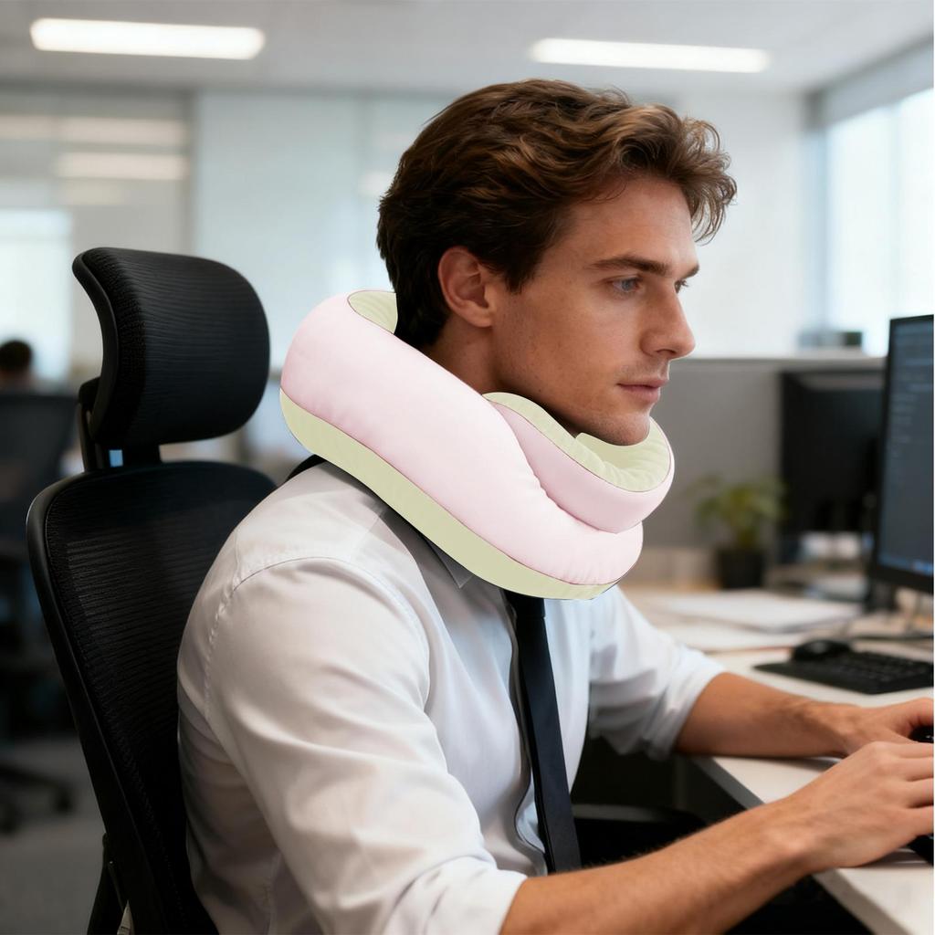 Memory Foam Travel Pillow Adjustable Spiral S Shape Cushion Washable Compact Travel Pillow For Home Office Car Rides Airplane