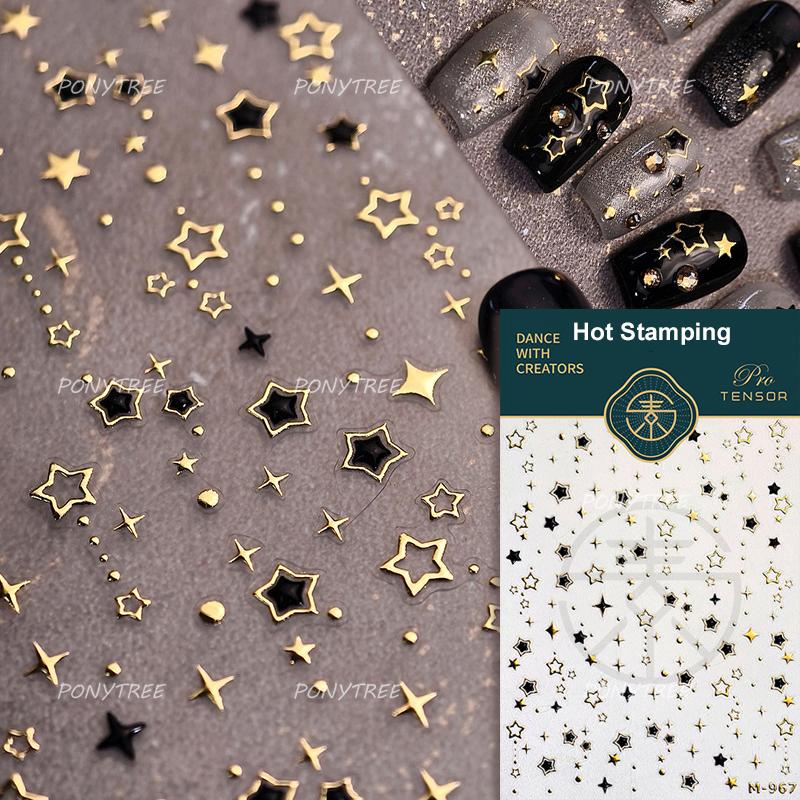 Punk Silver Metal Line Star Flower Love Colorful Butterfly Nail Art Stickers Horror Halloween Decorations Manicure Decals