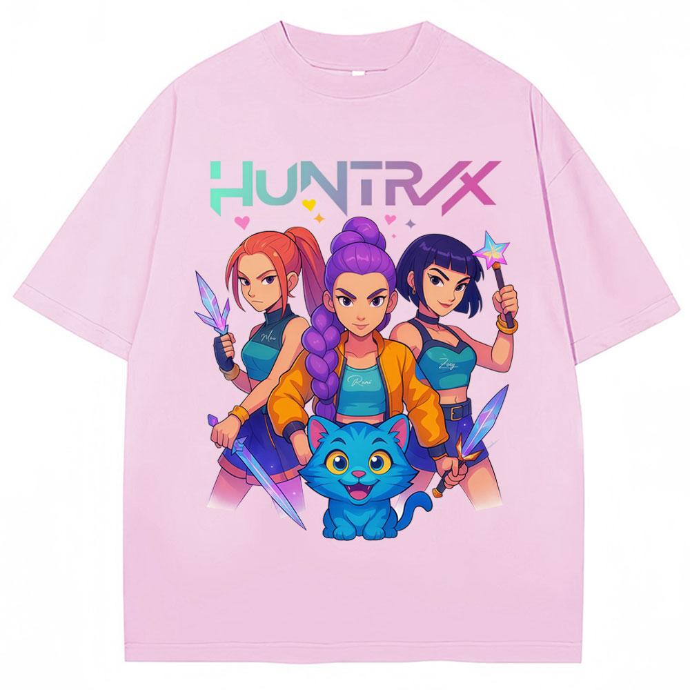 Kpop Anime Demon Hunters Huntrix Derpy Tiger Tshirt Men Women Aesthetic Vintage T Shirts Oversized Cotton Classic Street T-shirt