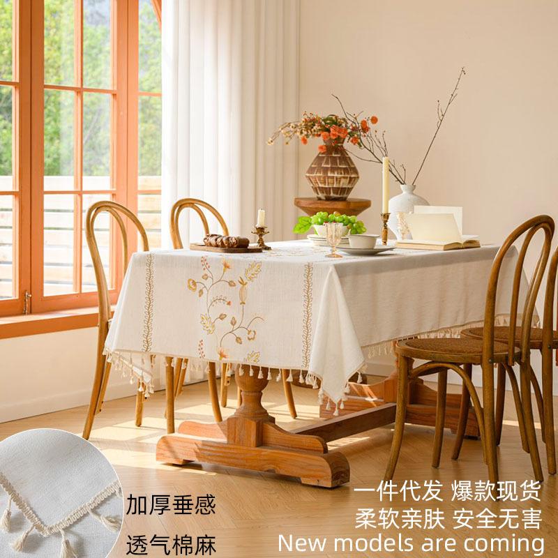 Yingchuang Amazon Embroidered Tablecloth Coffee Table Household Retro American Table Cloth Towel Cotton And Linen Simple Cloth