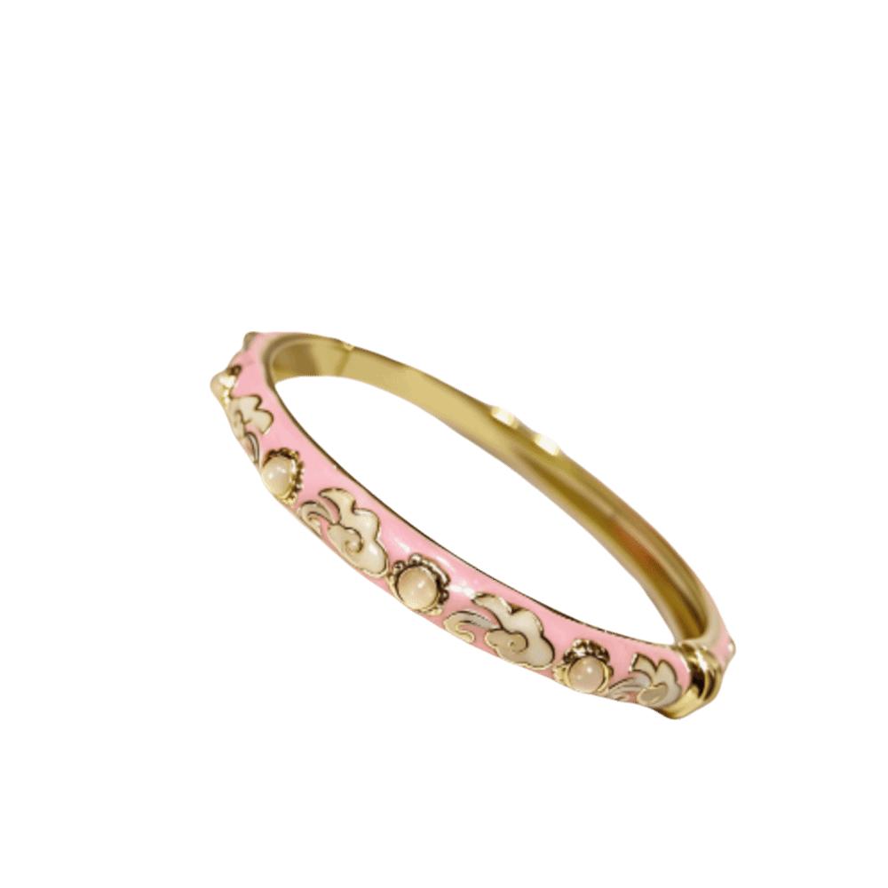 Enamel Chinese Cloisonne Bracelet Ethnic Style Classic Flower Texture Bracelet Open Cuff Vintage Women's Hand Bracelet