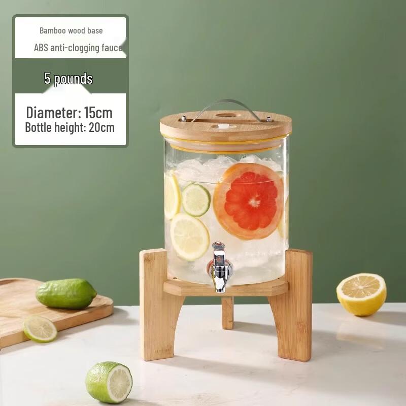 Lantuan Glass Beverage Dispenser with Bamboo Stand