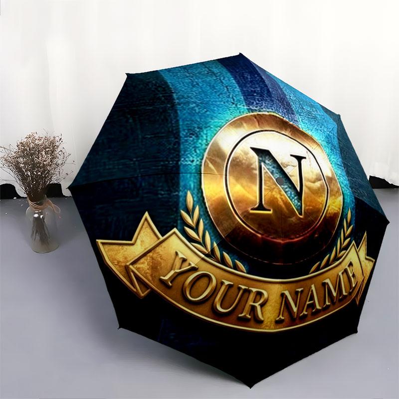 1 PC Automatic Folding Umbrella - SSC Napoli Custom Name Pattern, Portable & Foldable Design with 8 Ribs, Christmas Birthday Gifts