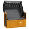 Beach Chair with Roof Poly Rattan & Solid Wood Black Anthracite