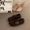 Warm Cotton Women Ballet Flats Comfort Soft Sole Short Plush Mary Jane Shoes Outdoor Grandma's shoes For Autumn Winter