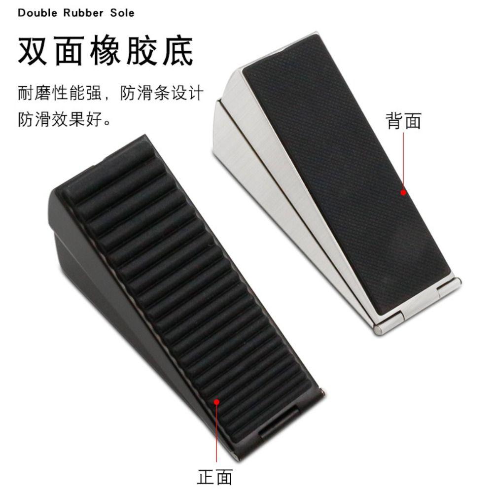 Stainless Steel Metal Rubber Door Wedge Black Large Door Stop  For Bottom of Door
