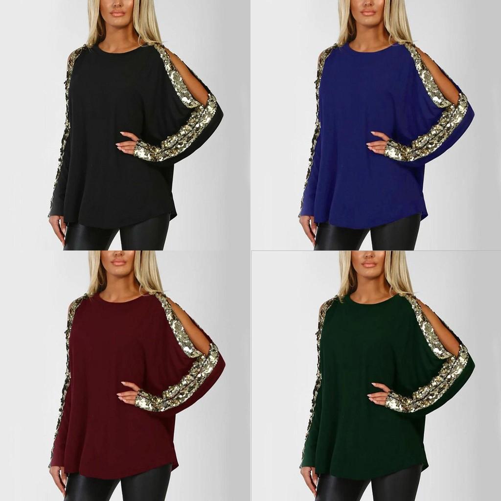 Women Ladies Sweatshirts Loose Blouse Long Sleeve Sequined Casual T-shirts Tops With Premium Quality Comfort And Stylish Versatility
