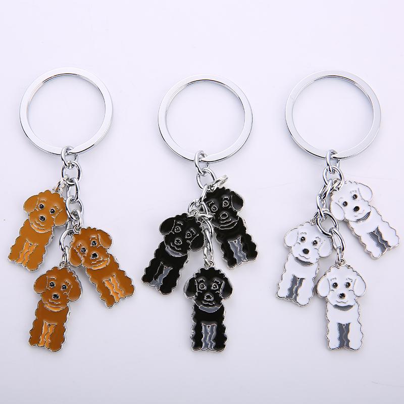 NEW Metal Poodle Dog Key Chain Key Ring Bag Charm Man Car Key Holder New Enamel Keychain Jewelry Accessories For Women Gifts