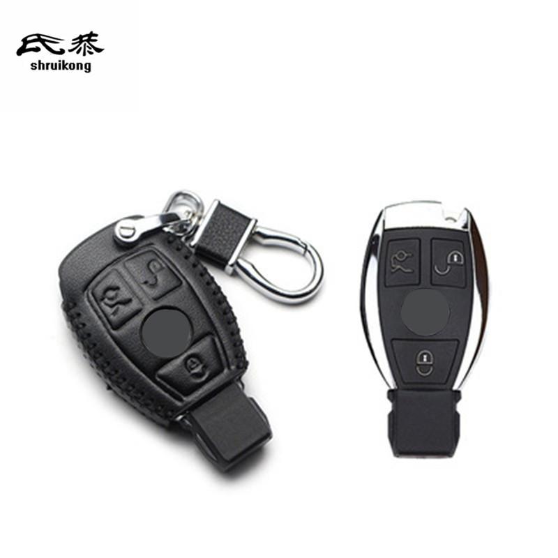 

1Set Leather Car Key Case Bag Protection Cover For Mercedes Benz W210 W211 W212 W124 W176 W202 W205 GLK SLK Accessories style 2