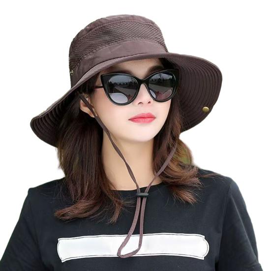 Rybářský klobouk se širokou krempou, prodyšná síťovina, sluneční klobouk s nastavitelnou stahovací šňůrkou, outdoorový klobouk na lezení a rybaření