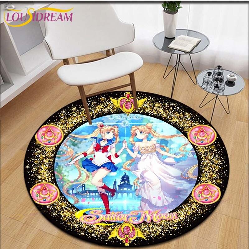 Covor cu imprimeu Anime Sailor Moon Covor de zonă Covor rotund pentru camera de zi Covoraș de flanel Covoraș anti-alunecare pentru copii