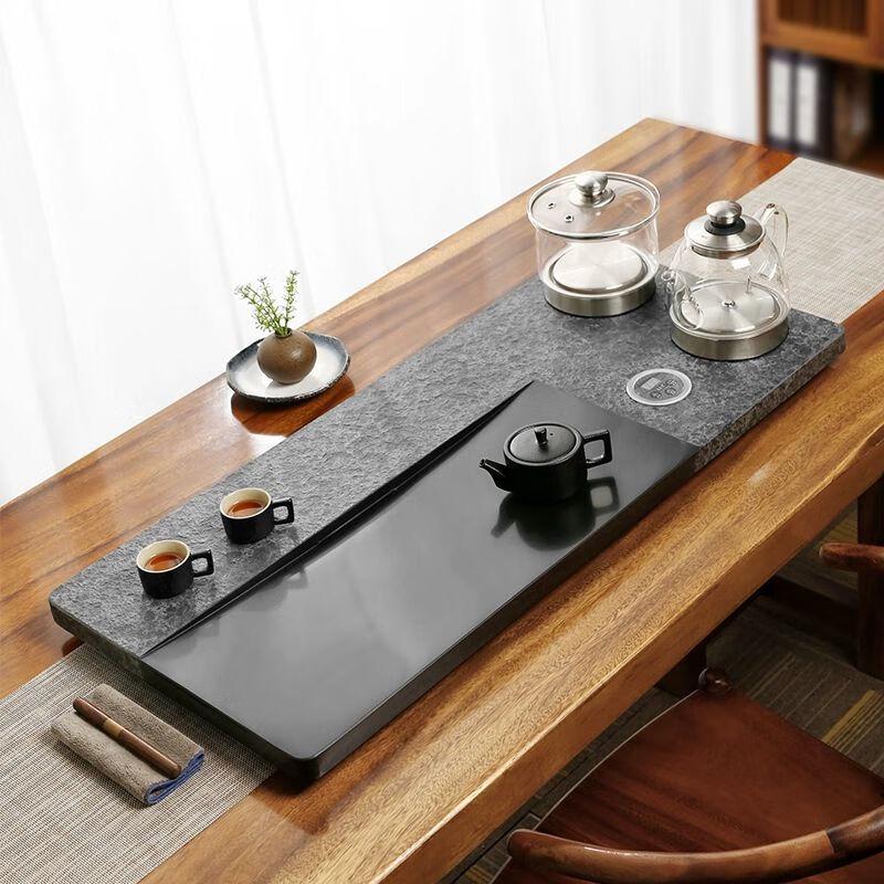 Qianyu Natural Black Gold Stone Tea Tray