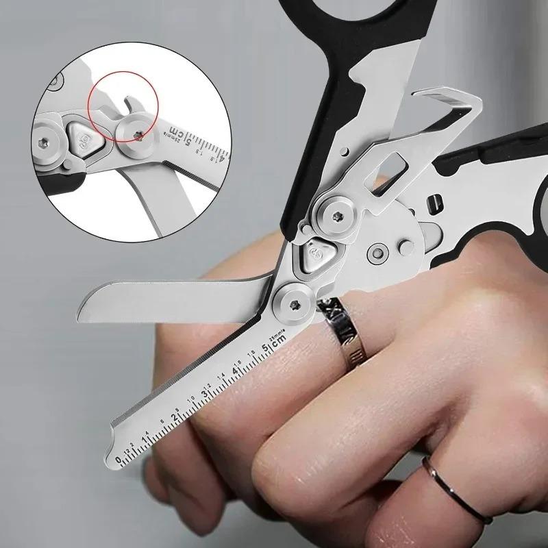 Hot Selling Tactical Multifunction Scissor Raptors First Aid Expert Folding Scissors Outdoor Survival Tool Combination Gadget
