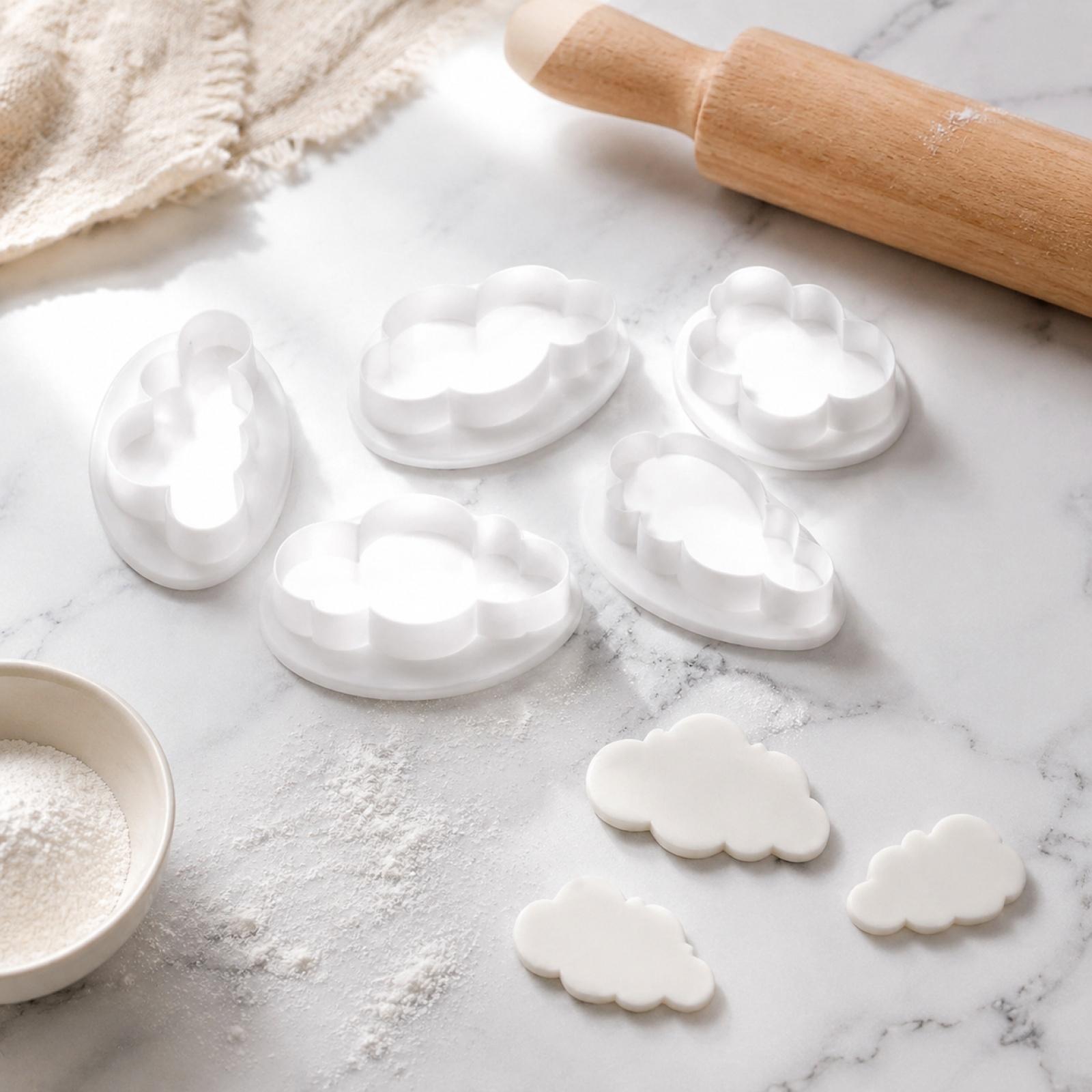 

Cloud Shaped Cake Cutter Set Fondant Mold Sugarcraft Baking Tools for Cake Decoration and Pastry Design with Multiple Sizes and Shapes One Size белый