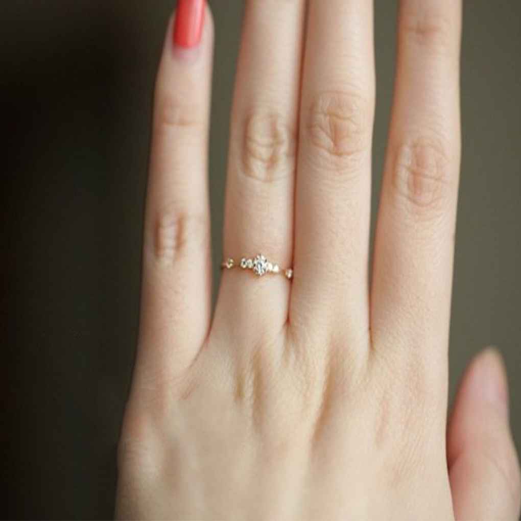 Vintage Kristall Verlobungs Ehering Damen Schmuck Größe 5/11