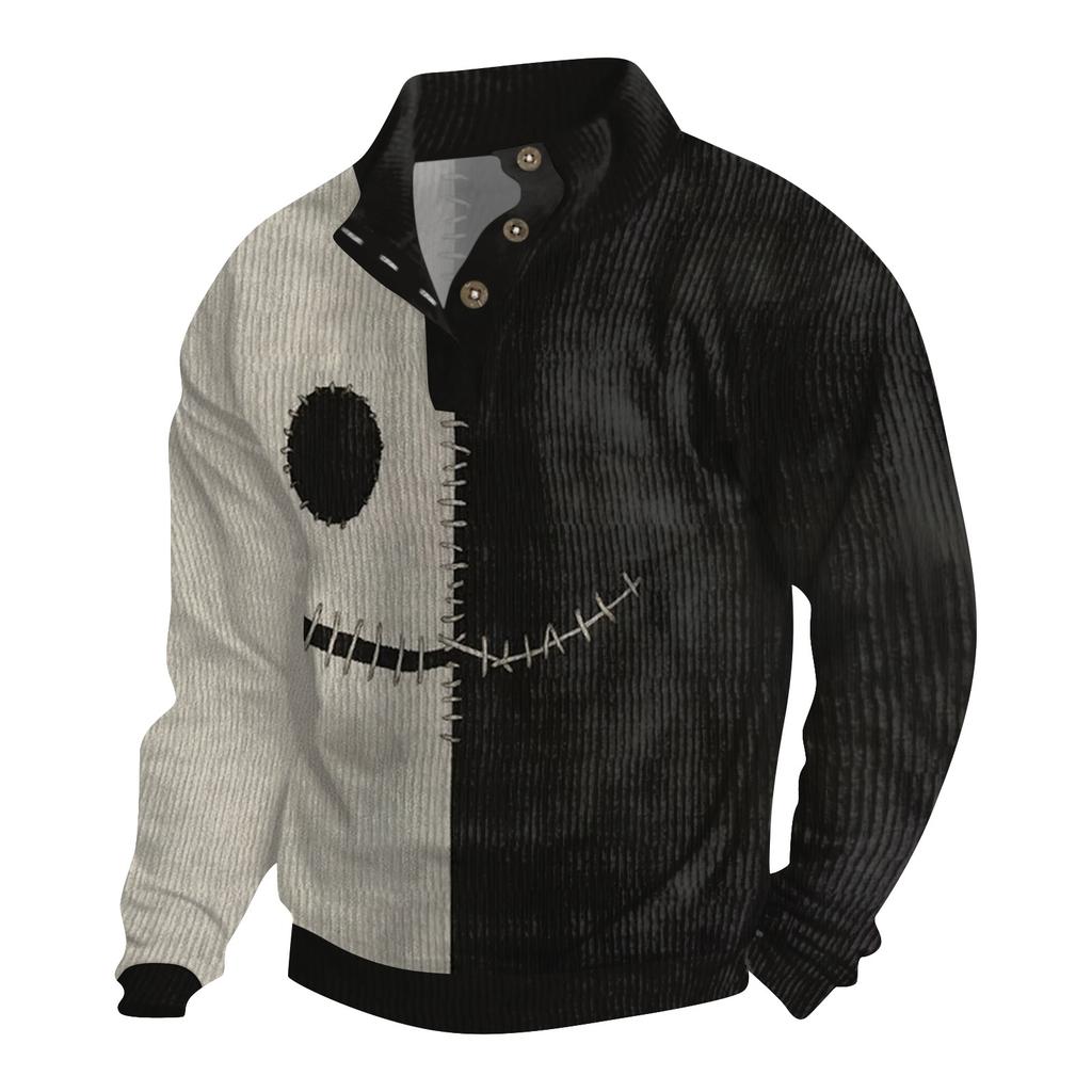 Men's Halloween Printed Corduroy Button Shirt