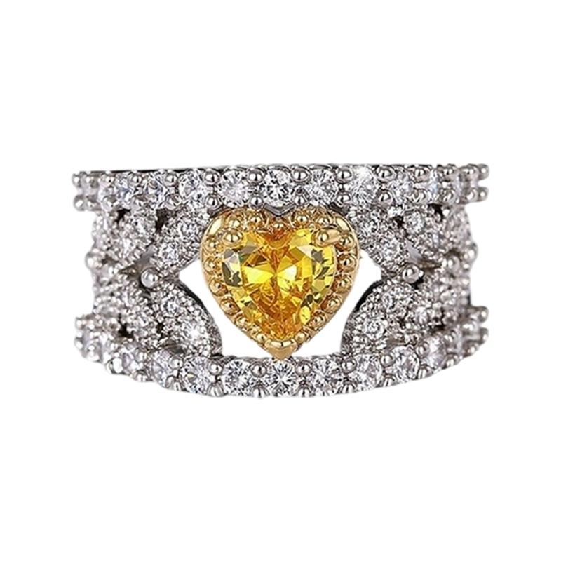 

Comfortable Wear Heart Ring Hollow Pattern Copper Texture Fashion Finger Jewelry Sparkling Rings for Women Daily Wear