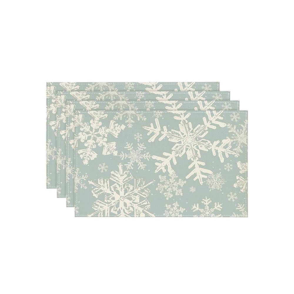 4PCS Linen-like Christmas Tree Placemats Anti-slip Tableware Insulated Mats New Year