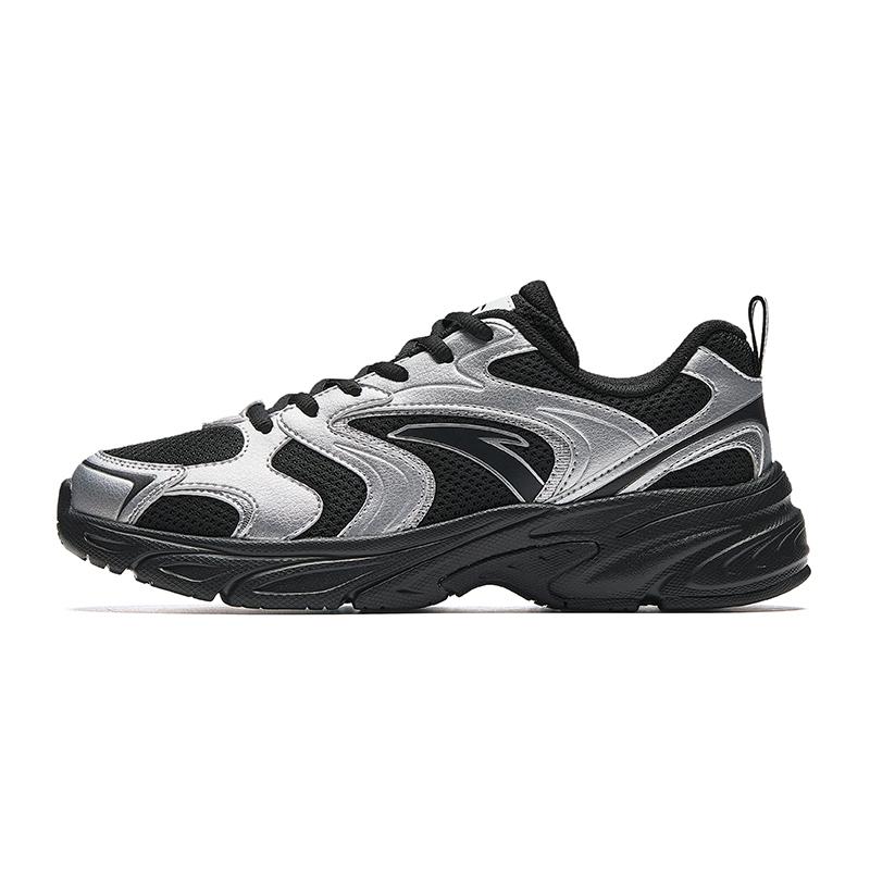 New Anta OG800 Height Increasing Lightweight Breathable Low Top Casual Shoes Women's Black Silver 922538821-4