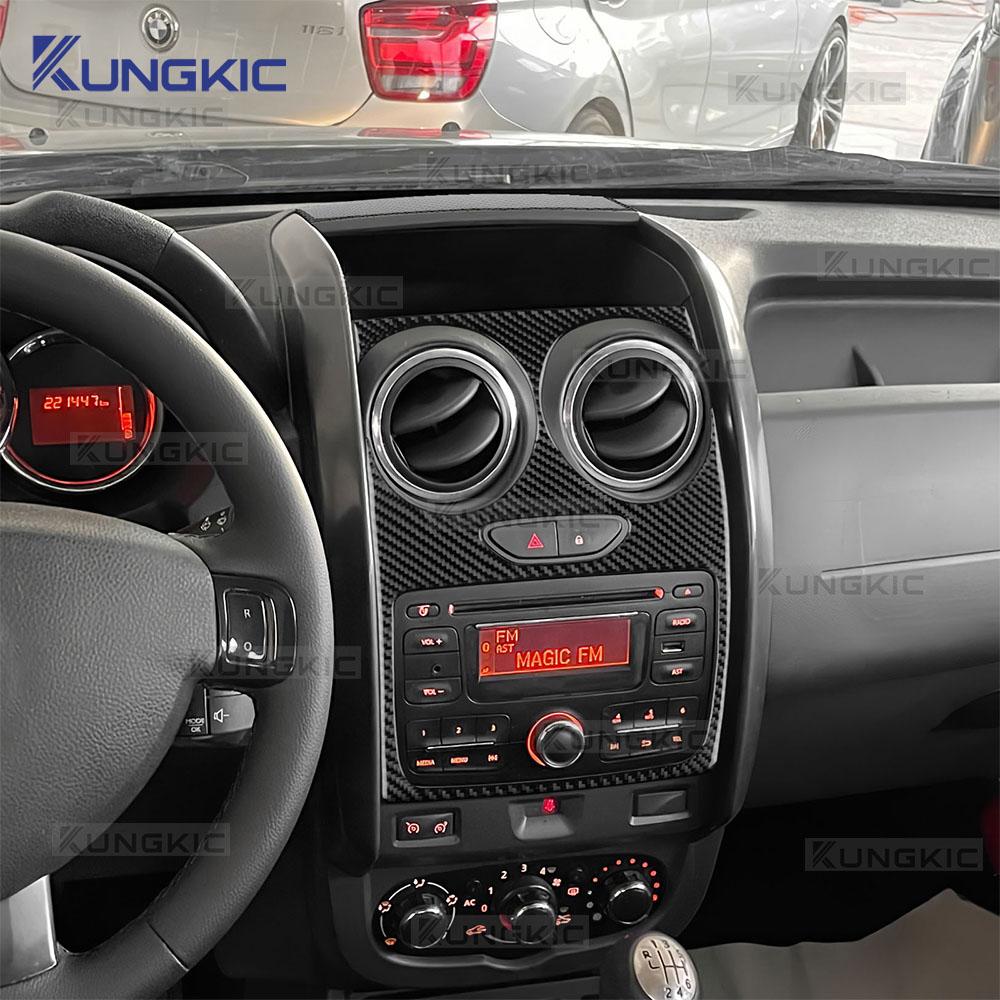 Real Soft Carbon Fiber Sticker For Dacia Duster 2014 2015 2016 2017 2018 LHD RHD Car Central Control Screen Trim Accessories
