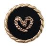 25mm Heart-Shaped Black Button with Gold Rim for Coats and Jackets