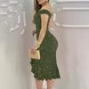 Women's Fashion Sexy Summer Off Shoulder Short Sleeve Sequin Ruffle Irregular Dresses