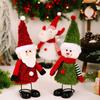 Weihnachtsthema Hüpfende Federbasis Schneemann Weihnachtsmann Ornament Für Feiertagstischplatte Regal Dekoration Set