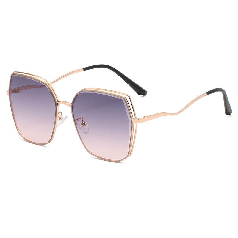 New Metal Full Frame Personalized Driving Cycling Sunglasses Travel Hollow Frame Sunglasses Light Color Film