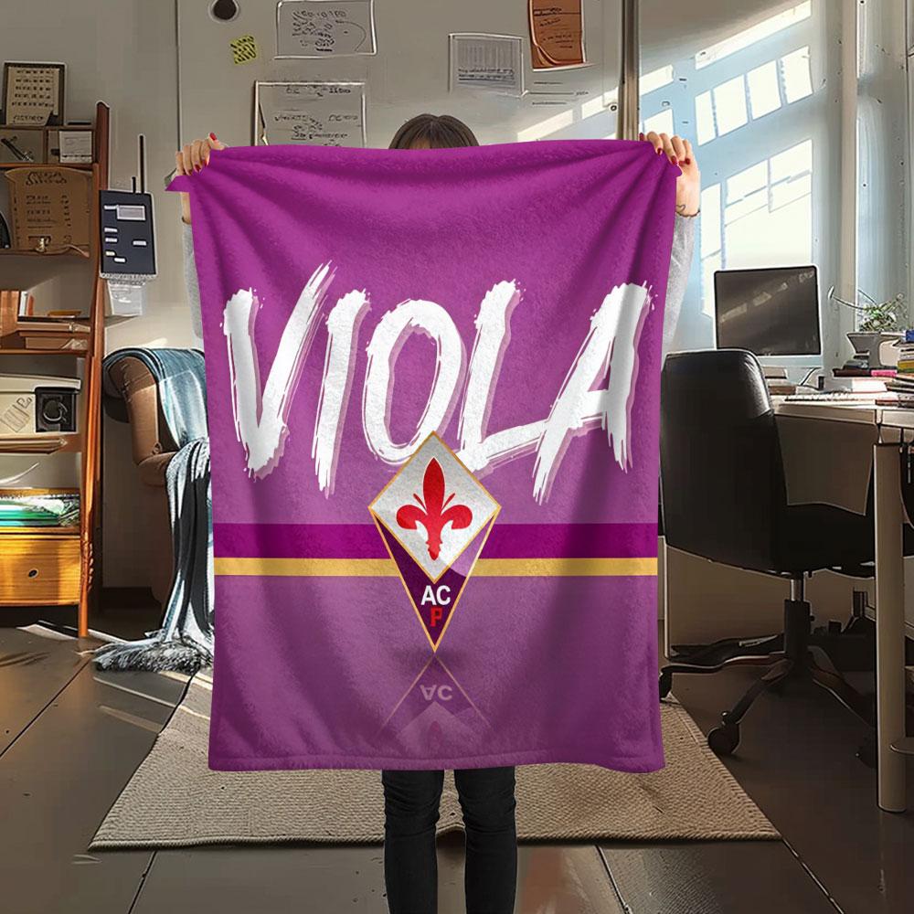 Coperta in Flanella ACF Fiorentina, Alta qualità, Confortevole per Tutte le Stagioni, Arredamento per la Casa, Calore e Comfort