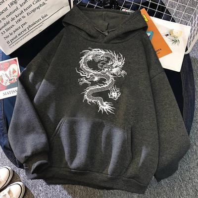 White Dragon Tattoo Stickers Legrační potisk Mikiny Unisex Podzim Pohodlné oblečení Volné Fleece Sportovní Pulovry Streetwear Unisex