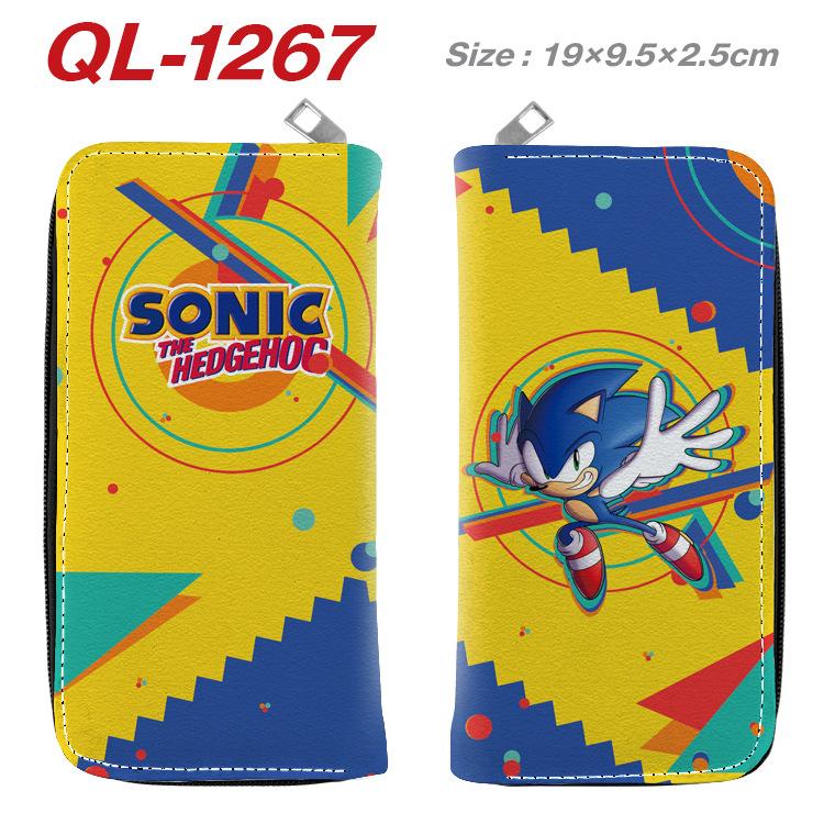 Sonic PU Zip Long Wallet Anime Hedgehog Handbag Clutch Card Holder Coin Purse Blue 1pcs
