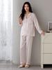 Women's Ice Silk Pajama Set: Spring & Autumn Long Sleeve, Light Luxury Style, Suitable for Indoor & Outdoor Wear.