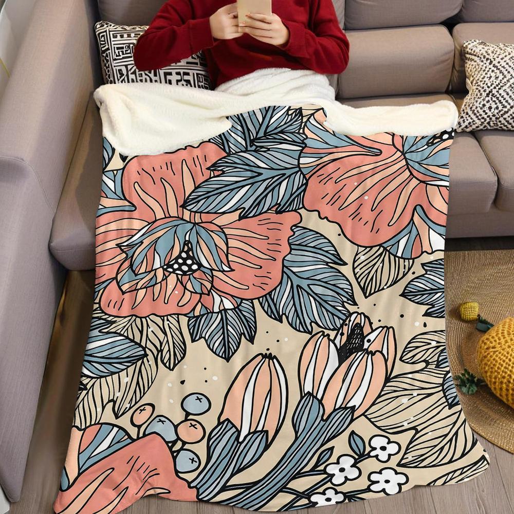 Blossom Weave Flannel Blanket Warm Soft Halloween Christmas Couch Warm Cozy Decorative Decor Gift for All Season