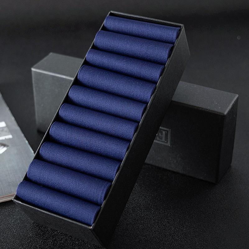 10 Par Męskich Skarpet Średniej Długości - Lekkie, Oddychające Cienkie Jedwabne Skarpety, Seria Jednokolorowa do Codziennego i Biznesowego Użytku