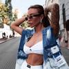 2022 Trendy Red Small Frame Sunglasses for Women – Fashionable Internet Celebrity Style with Lens Card Earring