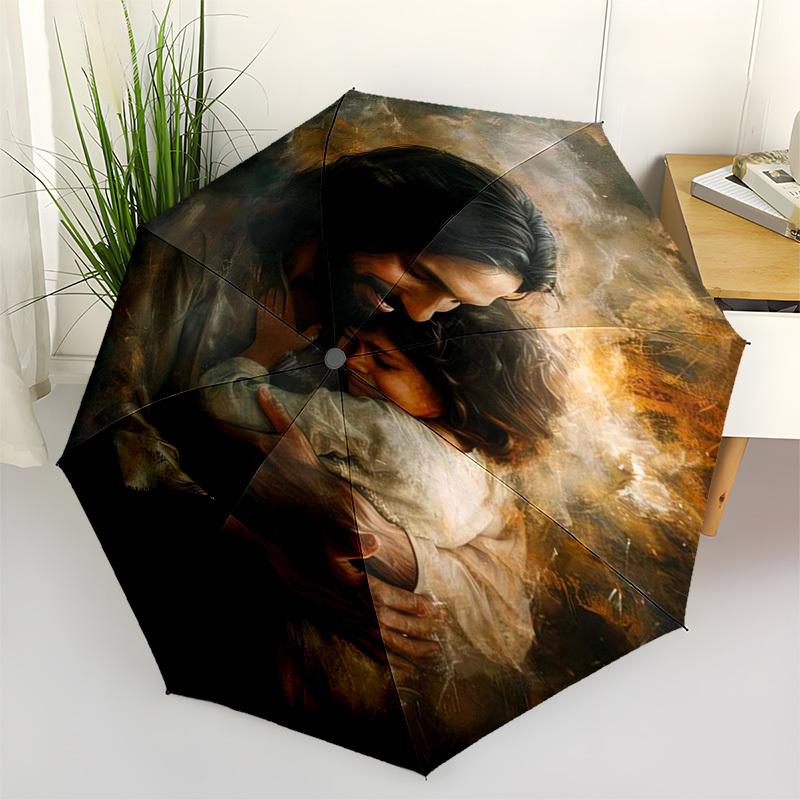 

Love, Protection Themed Automatic Opening and Closing Umbrella, Compact Travel Umbrella, Lightweight and Portable, Suitable for Beach Commut