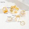 6 Stück Blumen-Imitationsperlenringe für Damen Elegante Geometrische Unregelmäßige Goldfarbene Ring-Sets Weiblicher Tägliche Kleidung Party Schmuck