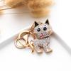Cartoon Cat Pendant Keychain Sparkling Colorful Rhinestones Inlaid Car Keyring Backpack Bag Charm Keychain