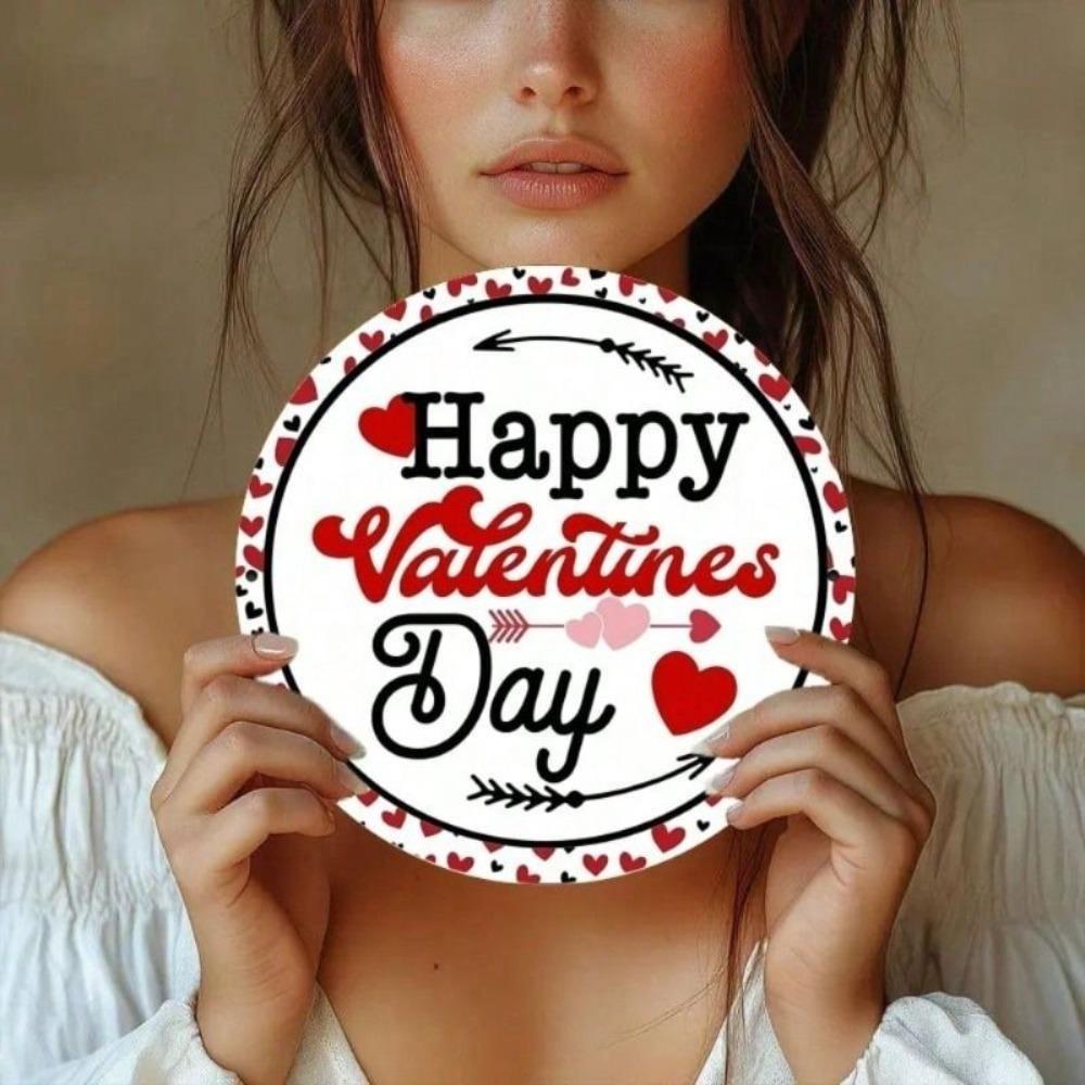 Metal Wall Art Poster, Valentine Round Decor for Home