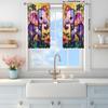 Panels Stained Glass Cute Little Elephant Semi Curtain Half Suitable Home Decorative Curtains Artistic Room Darkening Made Of Polyester