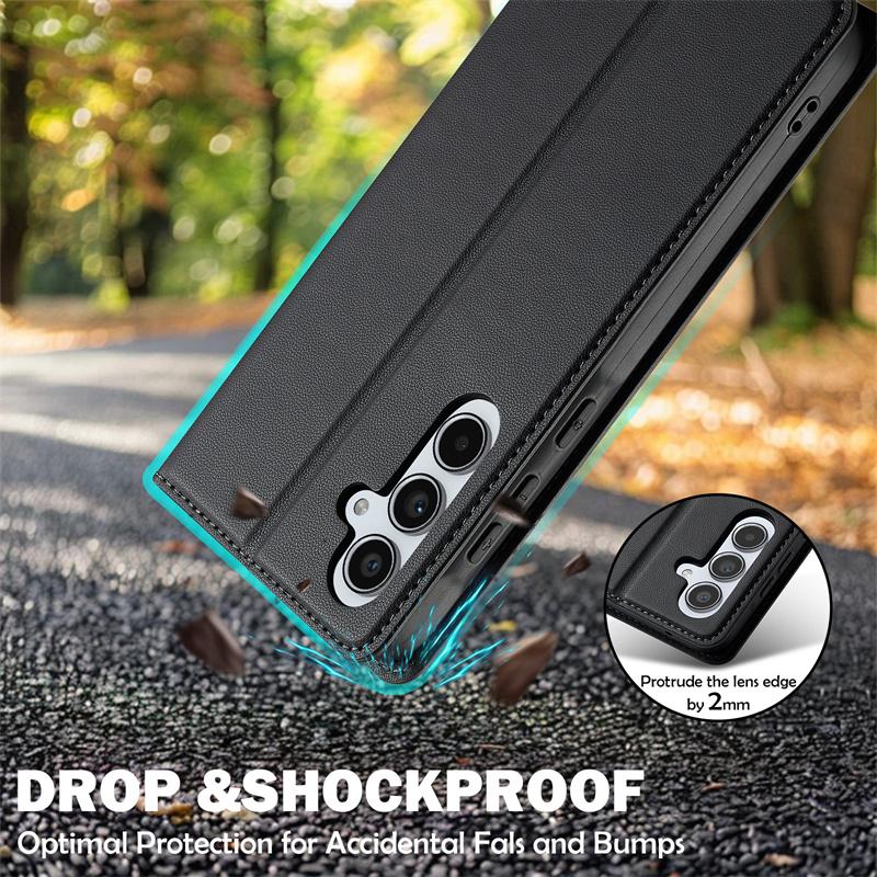 Magnetische Flip Lederhülle für Samsung Galaxy S25 S24 S23 S22 S21 A14 A15 A34 A35 A52 A53 A54 A55 Brieftasche Kartenfach Hülle Handyhülle