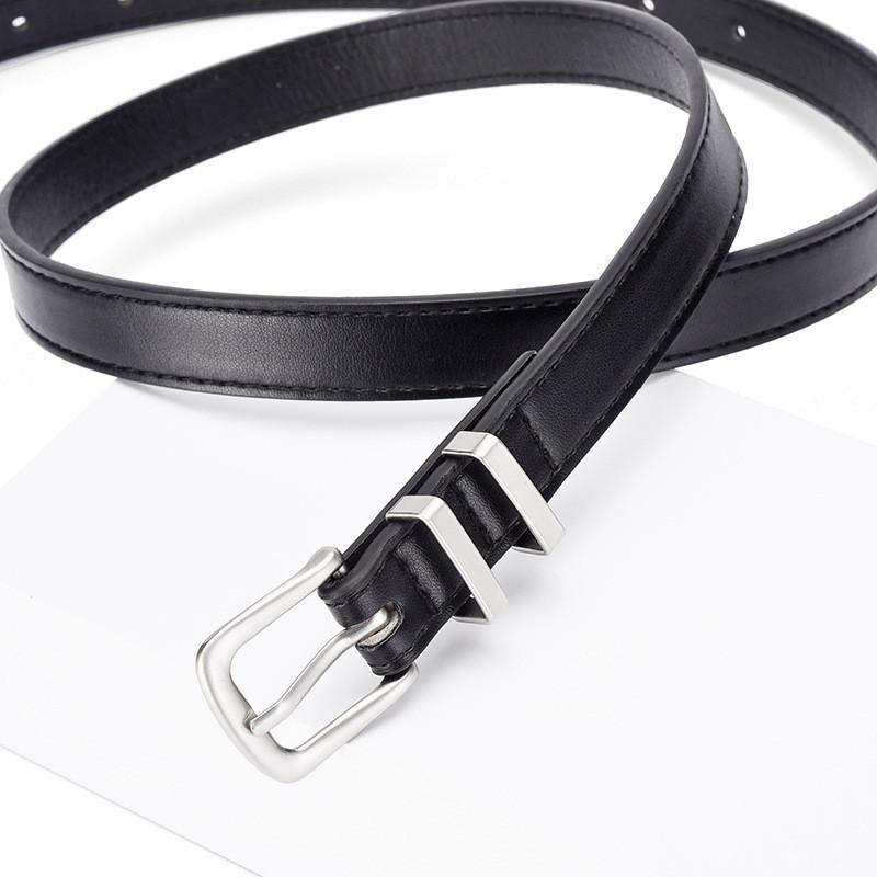 Trendy Women's Y2k Denim Style Pu Leather Belt With Chic Simple Silver Buckle