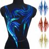 Gold Embroidered Floral Patches Royal Blue Sequins Patches Fashion Lace Fabrics Applique  DIY Craft