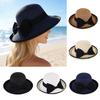 Bucket Hat Wide Wavy Lace Brim Sun Protection Hat with Ribbon Bow Decoration Summer Travel Beach Vacation Hat