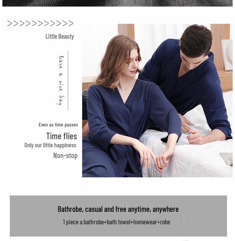 Unisex Quick-Dry Waffle Bathrobe - Lightweight, Absorbent, Ideal for Spa & Sauna