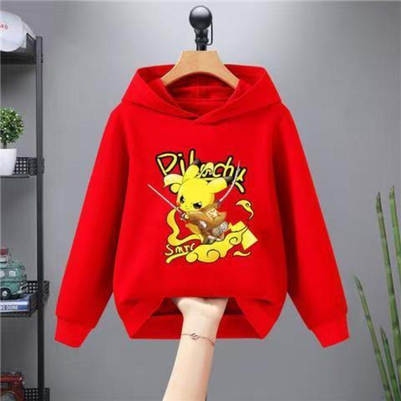Jungen Freizeit-Hoodie Herbst Winter Modisch Kreativ Niedlich Cartoon Pikachu Warmer Bequemer Hoodie